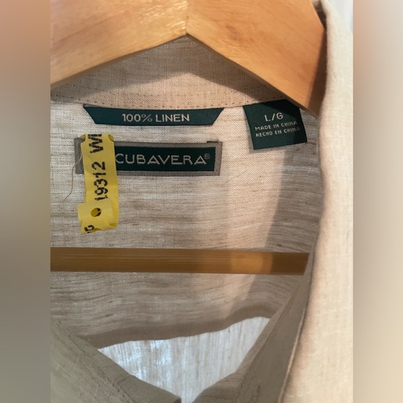 Men’s 100% linen Cubaver beige long sleeve size L - Picture 3 of 5